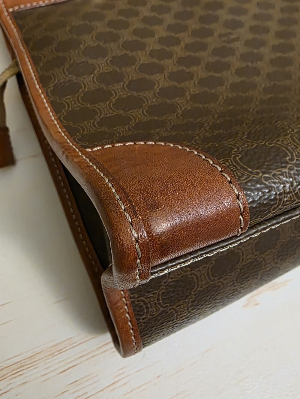 Celine | Brown Macadam Top Handle Handbag - Picture 10 of 14